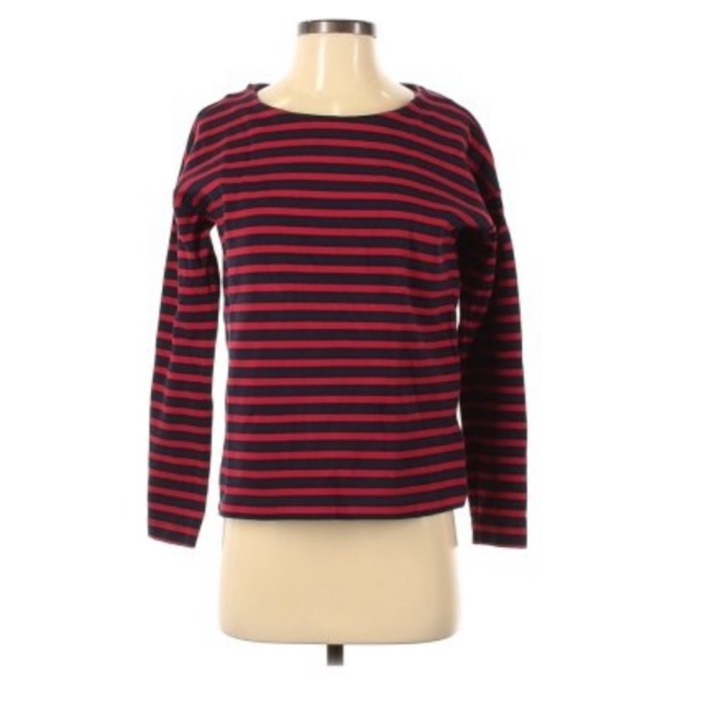 H & M blue red striped shirt S long sleeved